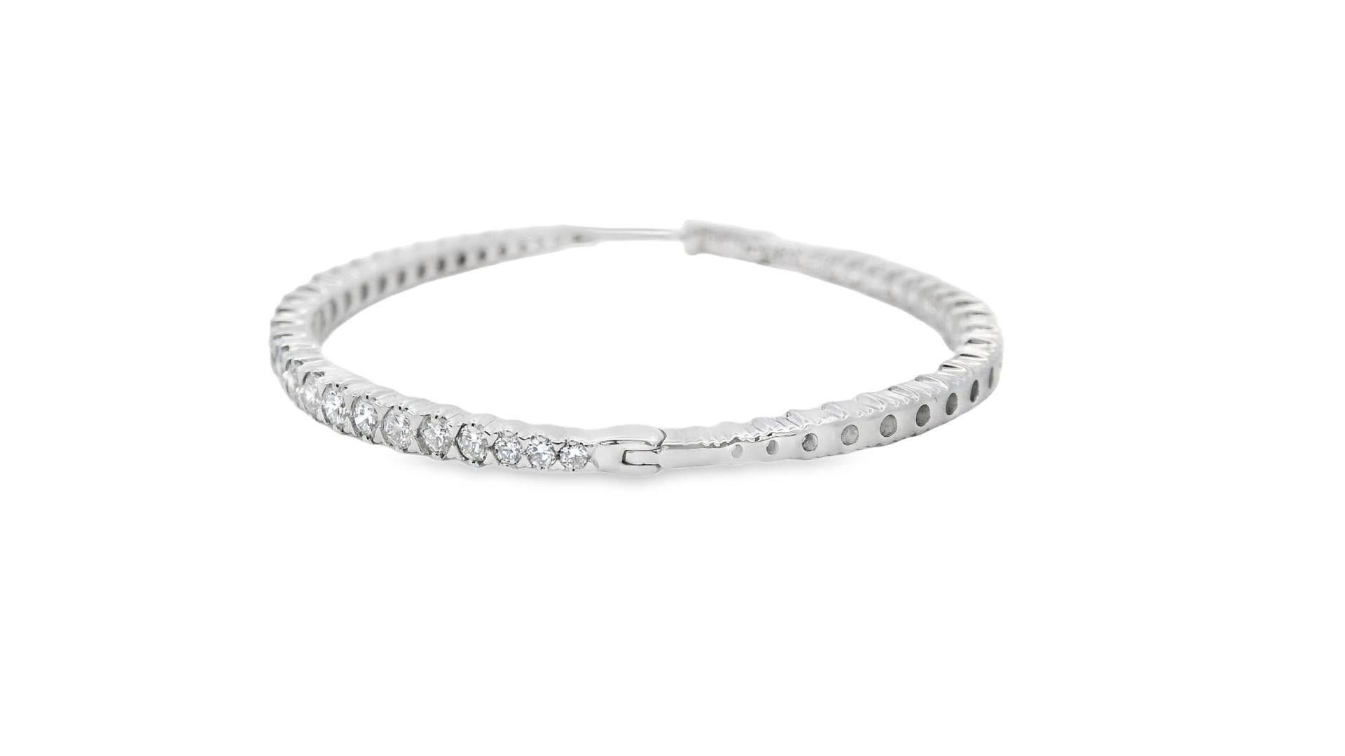 De las mujeres Large Diamond Hoop Earrings 5.00ct in 14K White Gold en venta