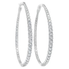 Orecchini a cerchio con diamante grande 5,00ct in oro bianco 14K
