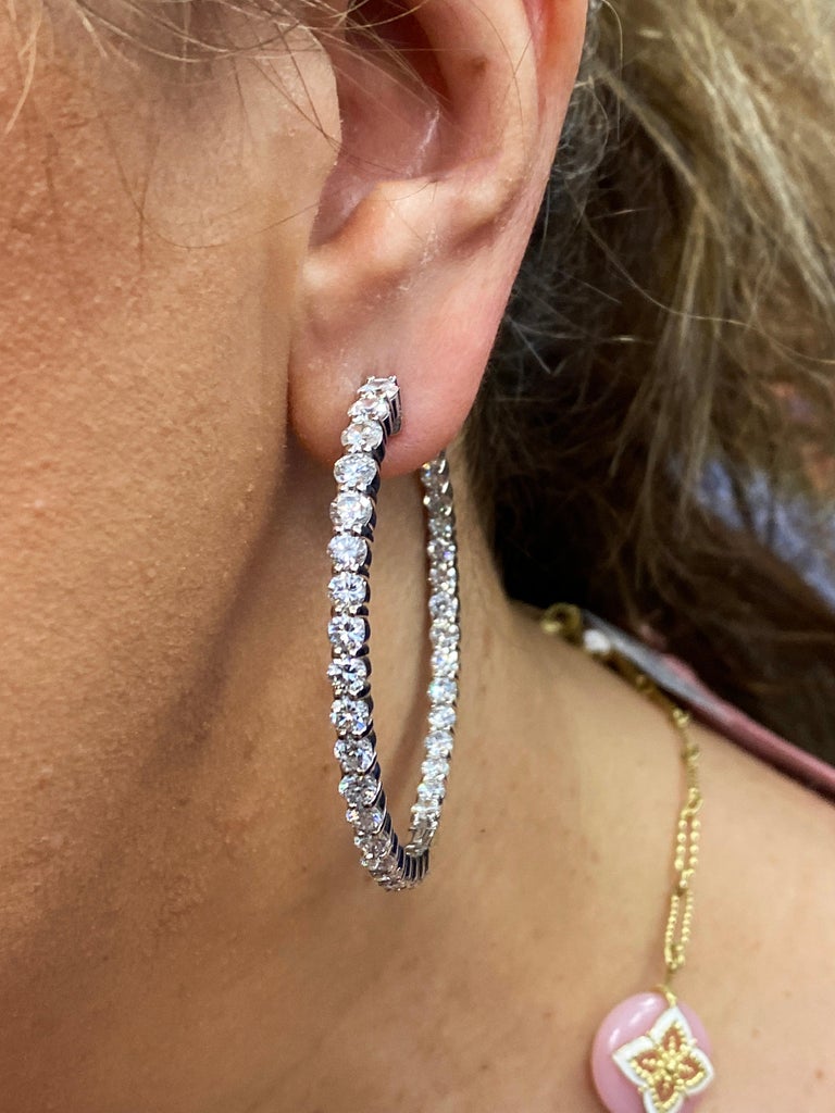 Large Diamond Hoop Earrings Inside Out White Gold at 1stDibs large