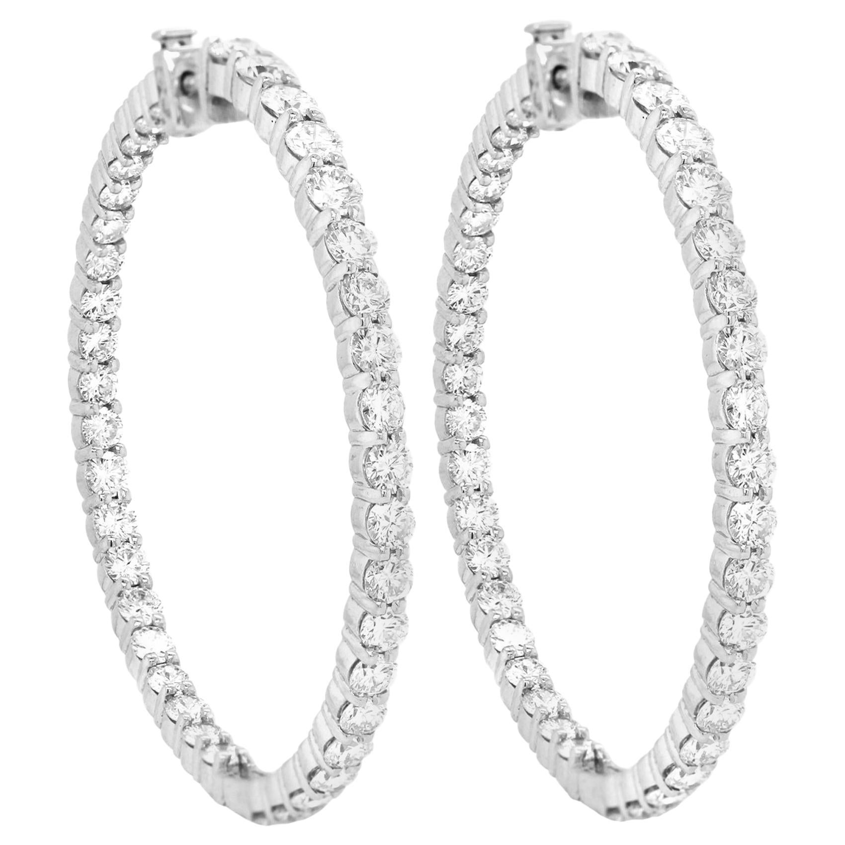 Large Diamond Hoop Earrings Inside Out White Gold at 1stDibs | large ...