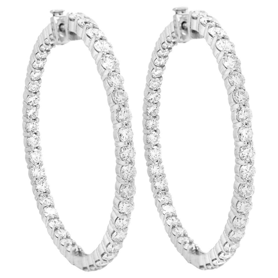 Beautiful White Gold Inside-Out Diamond Hoop Earrings For Sale at 1stdibs