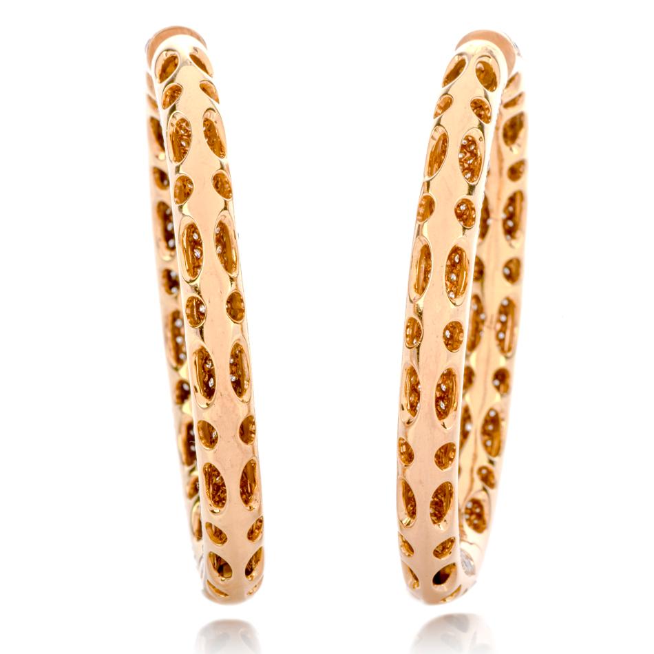 large rose gold diamond hoop earrings