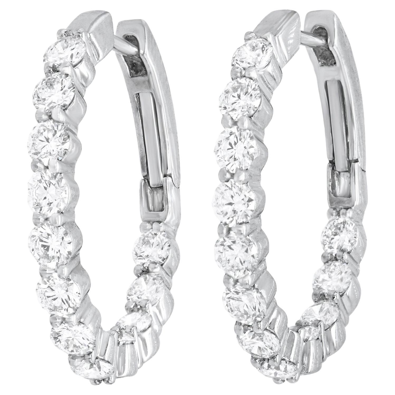 Large Diamond Hoops in Platinum For Sale