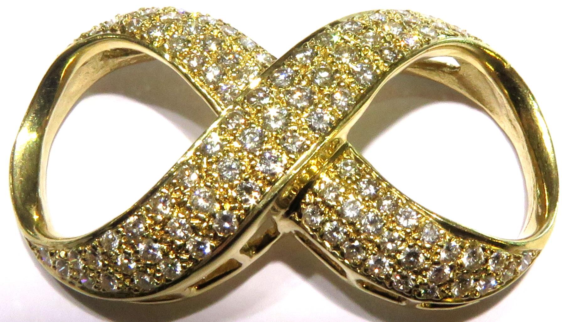 Women's or Men's Large Diamond Infinity Gold Pendant Slide Charm
