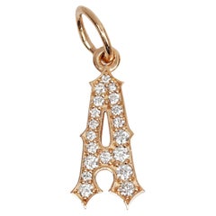 Large Diamond Initial Gothic Font Letter Pave Charm, Personalized Pendant, 14K 