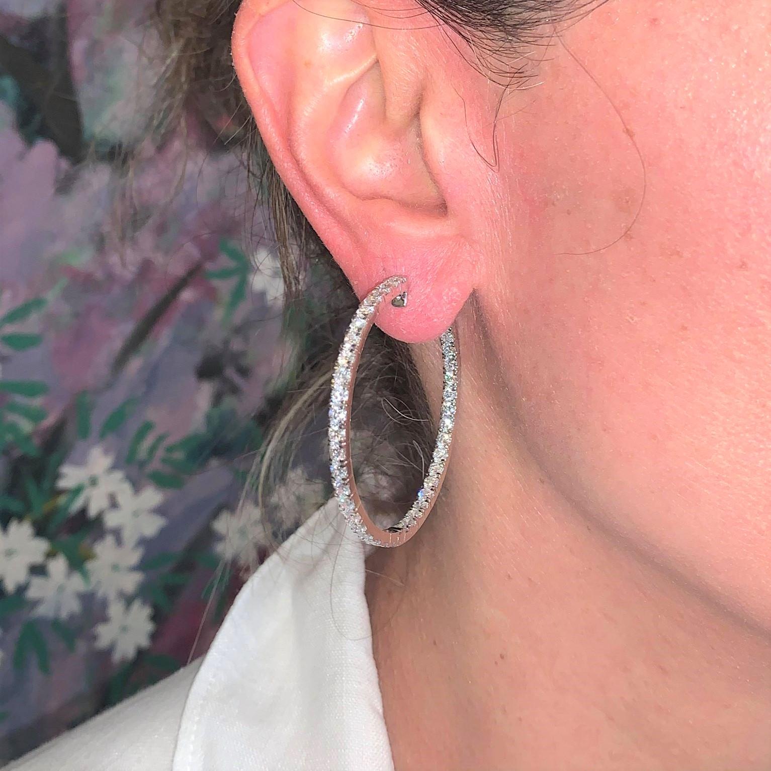 Large Diamond Inside-Out Gold Hoop Earrings 3
