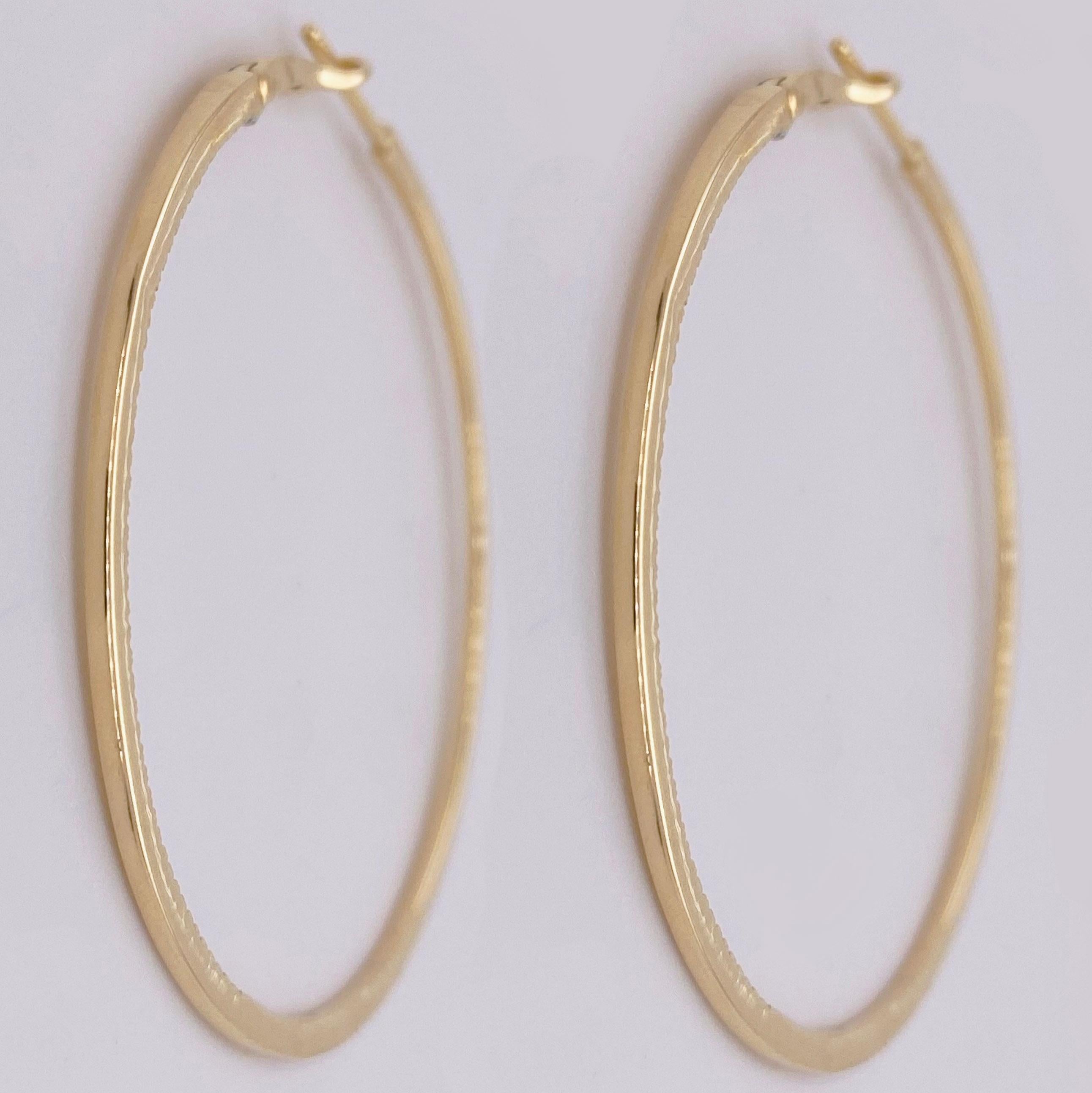 Large Diamond Inside Out Hoop Earrings 14K Yellow Gold 3/4 Carat Diamond Hoops In New Condition For Sale In Austin, TX