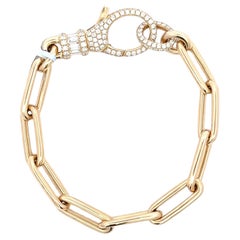 Pulsera de eslabones con cierre de langosta y diamantes grandes 3,15 quilates Oro amarillo de 14 quilates