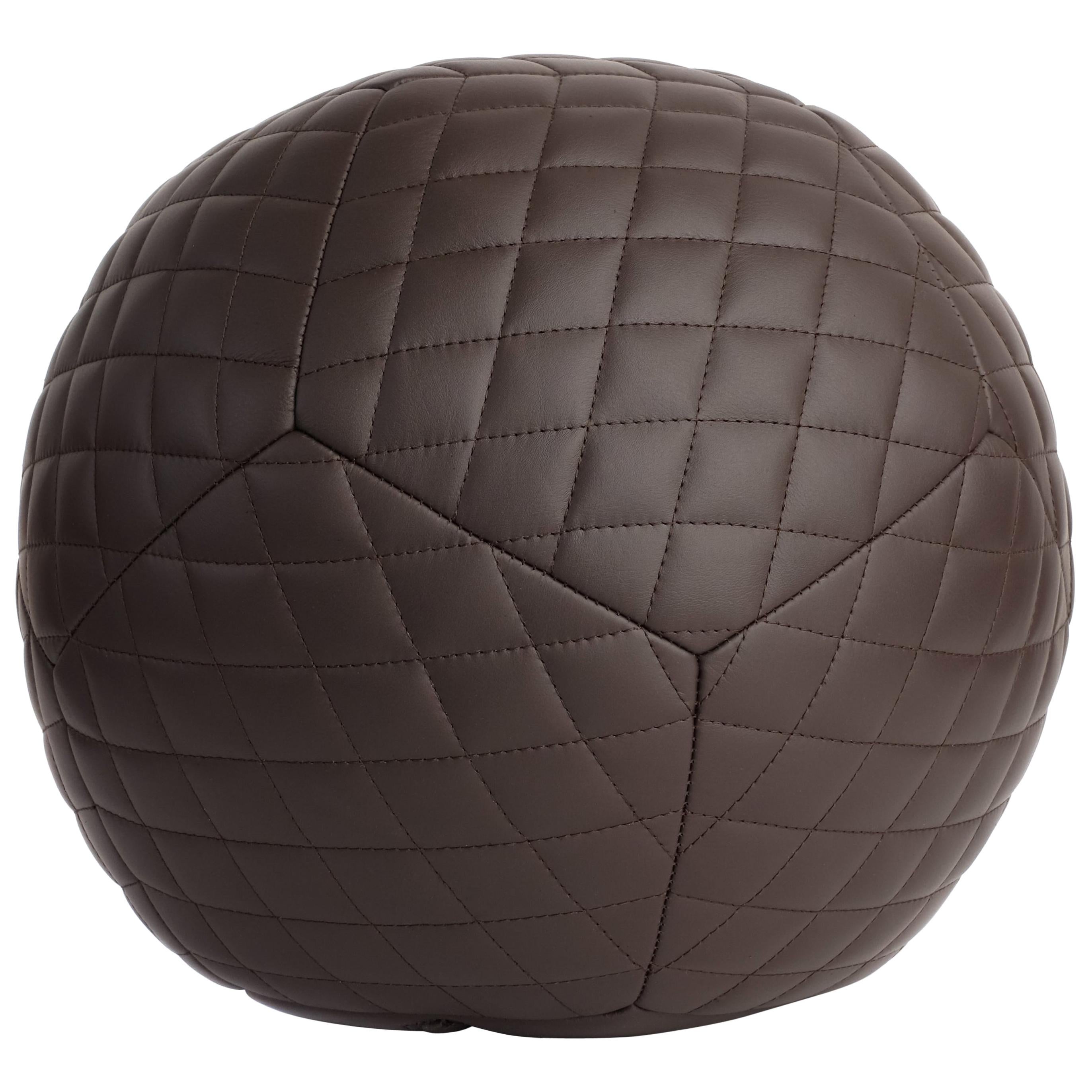 Diamond Ottoman 22" in Chocolate Brown Leather by Moses Nadel For Sale
