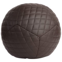 Diamond Ottoman 22" in Chocolate Brown Leather by Moses Nadel