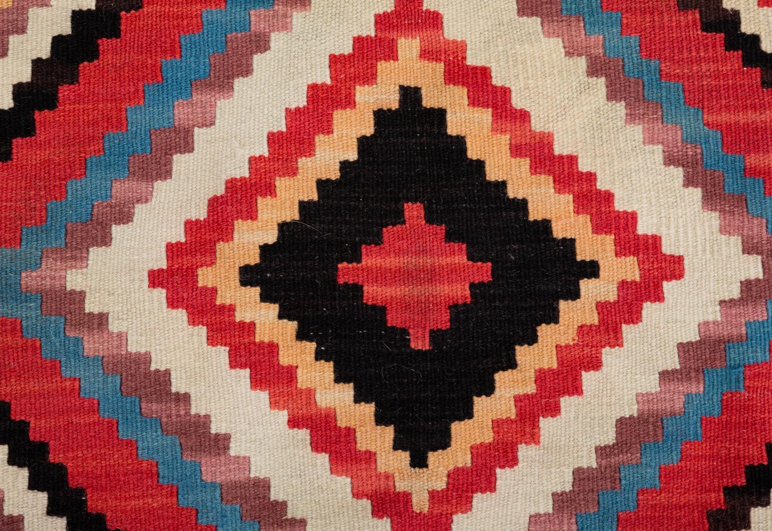 Large Diamond Pattern Kilim Rug In Good Condition In Los Angeles, CA