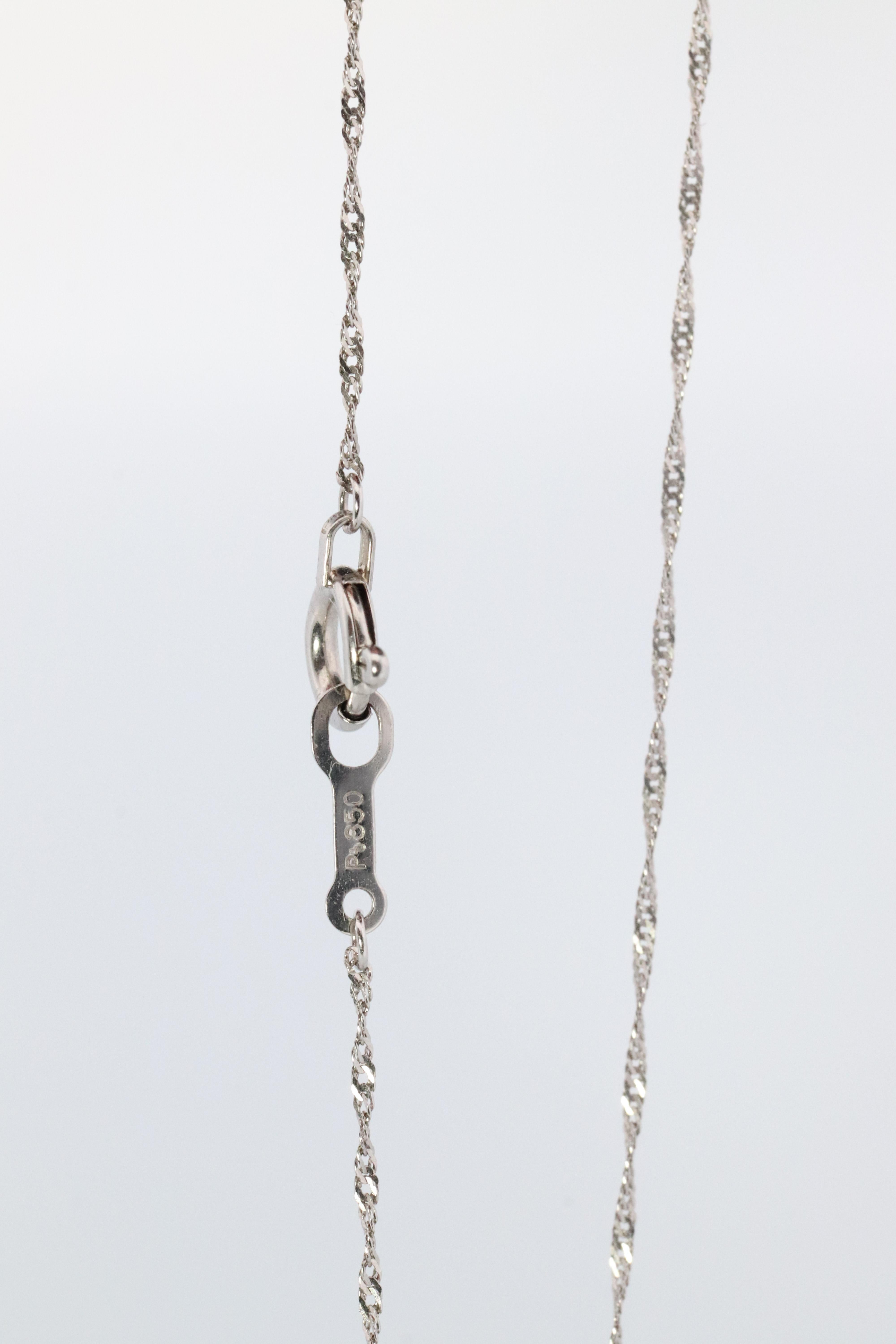 Colgante solitario de diamante grande. Collar Platino Pt999 Diamante redondo 0.9CT Corte redondo