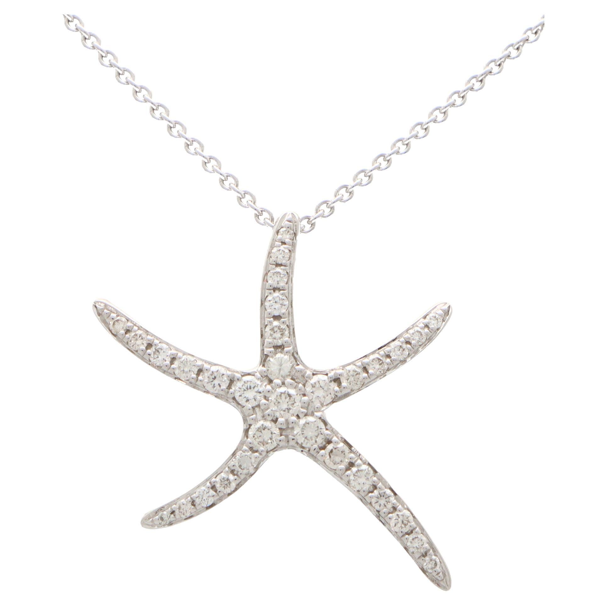 Gran Colgante de Diamantes Estrella de Mar en Oro Blanco de 18k