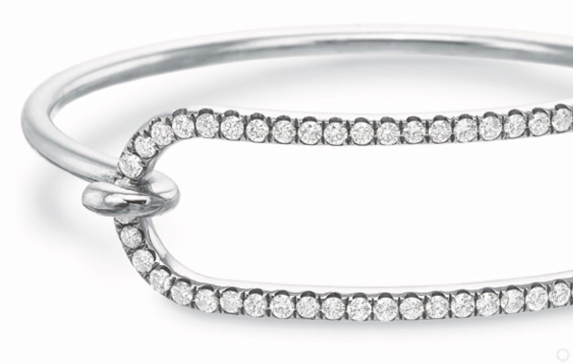 Modern Large Diamond Tension Bracelet in 18 Karat White Gold For Sale