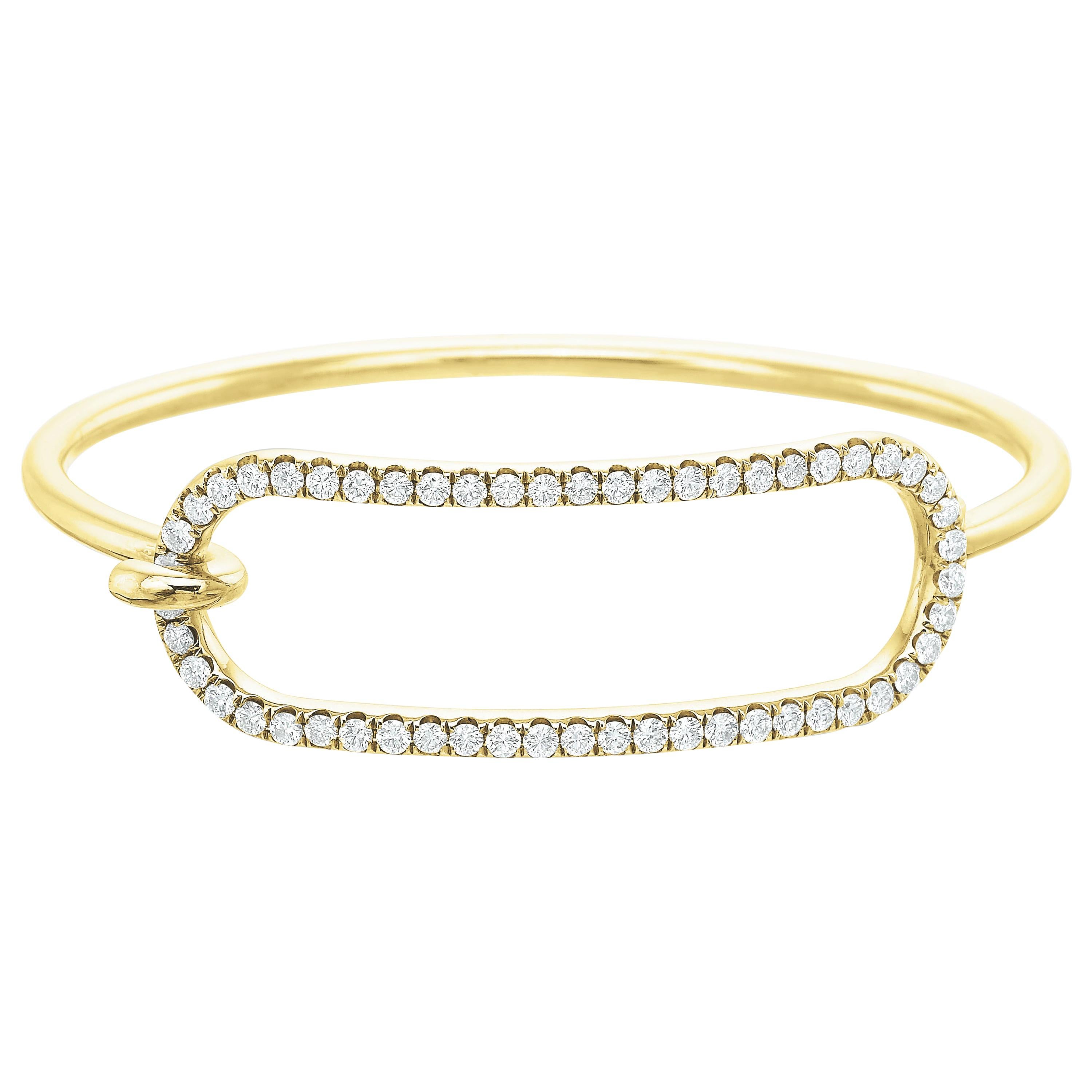 Grand bracelet de tension en or jaune 18 carats et diamants