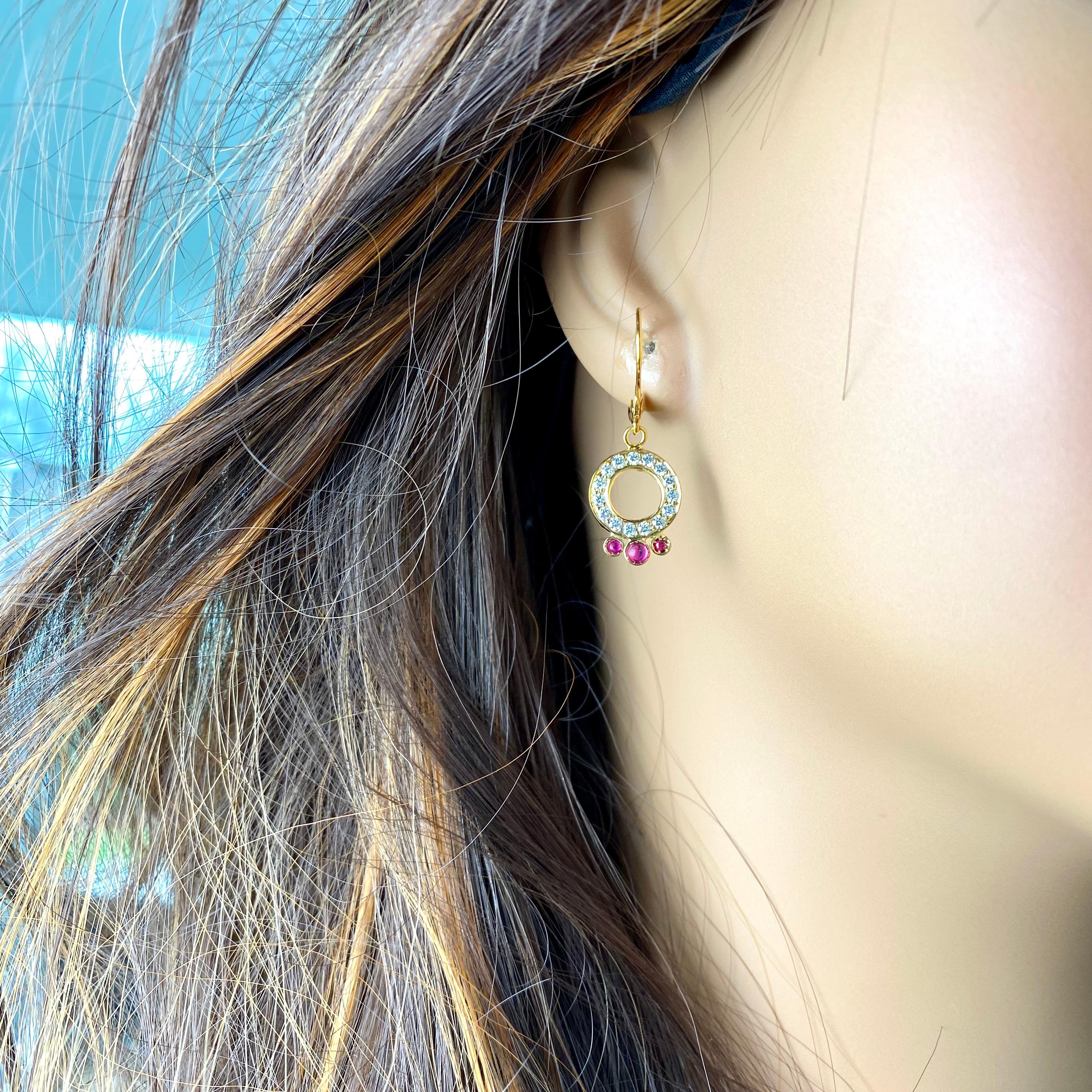 Große Diamant-Ohrringe mit einem Gewicht von 1,40 Karat Rubinen und Kreis-Klappverschluss aus Gold Damen im Angebot