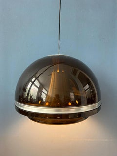 Large Dijkstra Flying Saucer Space Age Dome Pendant Lamp, 1970s