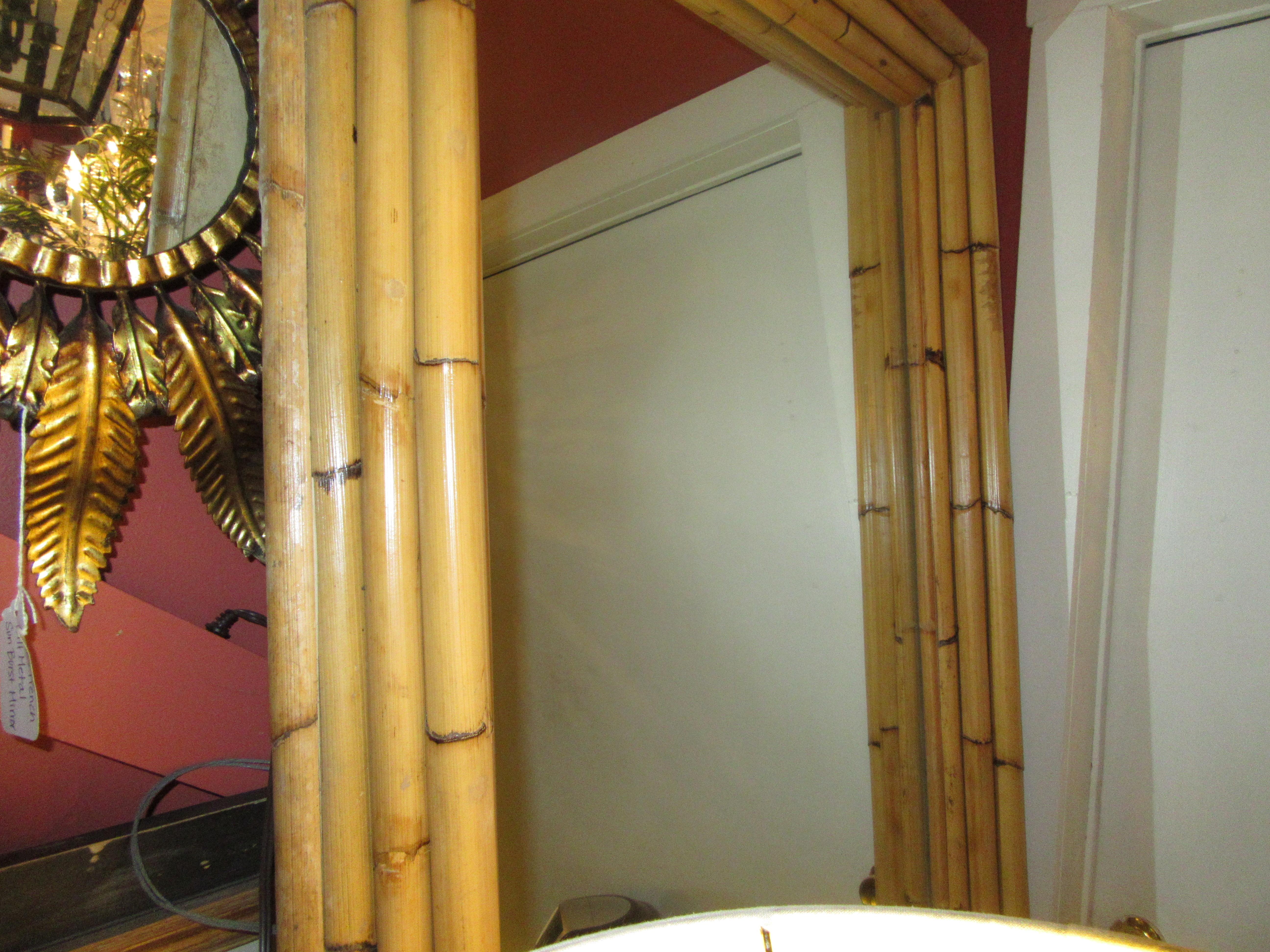 Unknown Large Dimensional Bamboo Frame Full Length Mirror