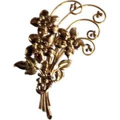 Large Dimensional Sterling & 12K Gold-Filled Flower Pin – 1940s Retro Brooch
