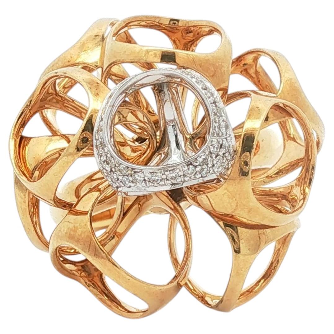Large Dimodolo Diamond Cocktail Ring in 18k Rose and Yellow Gold