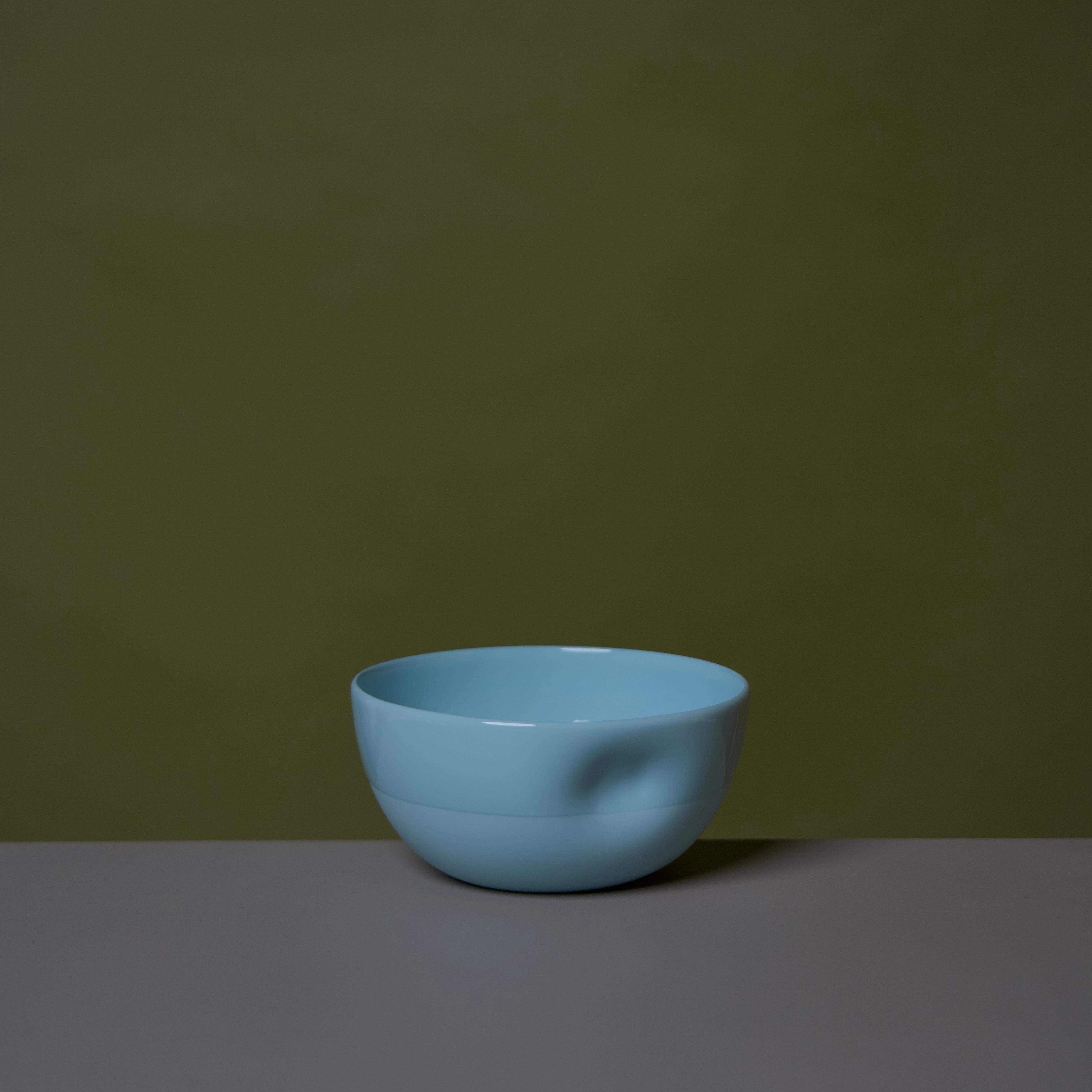Chinese Large Dimpled Porcelain Bowl in Denim Blue