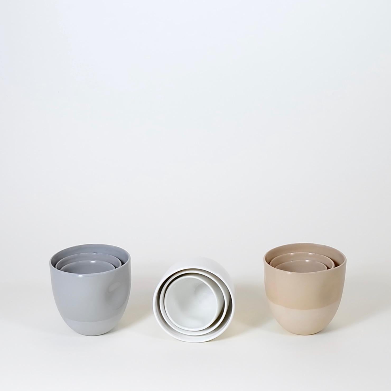 Modern Large Dimpled Porcelain Cup in Matte Bisque