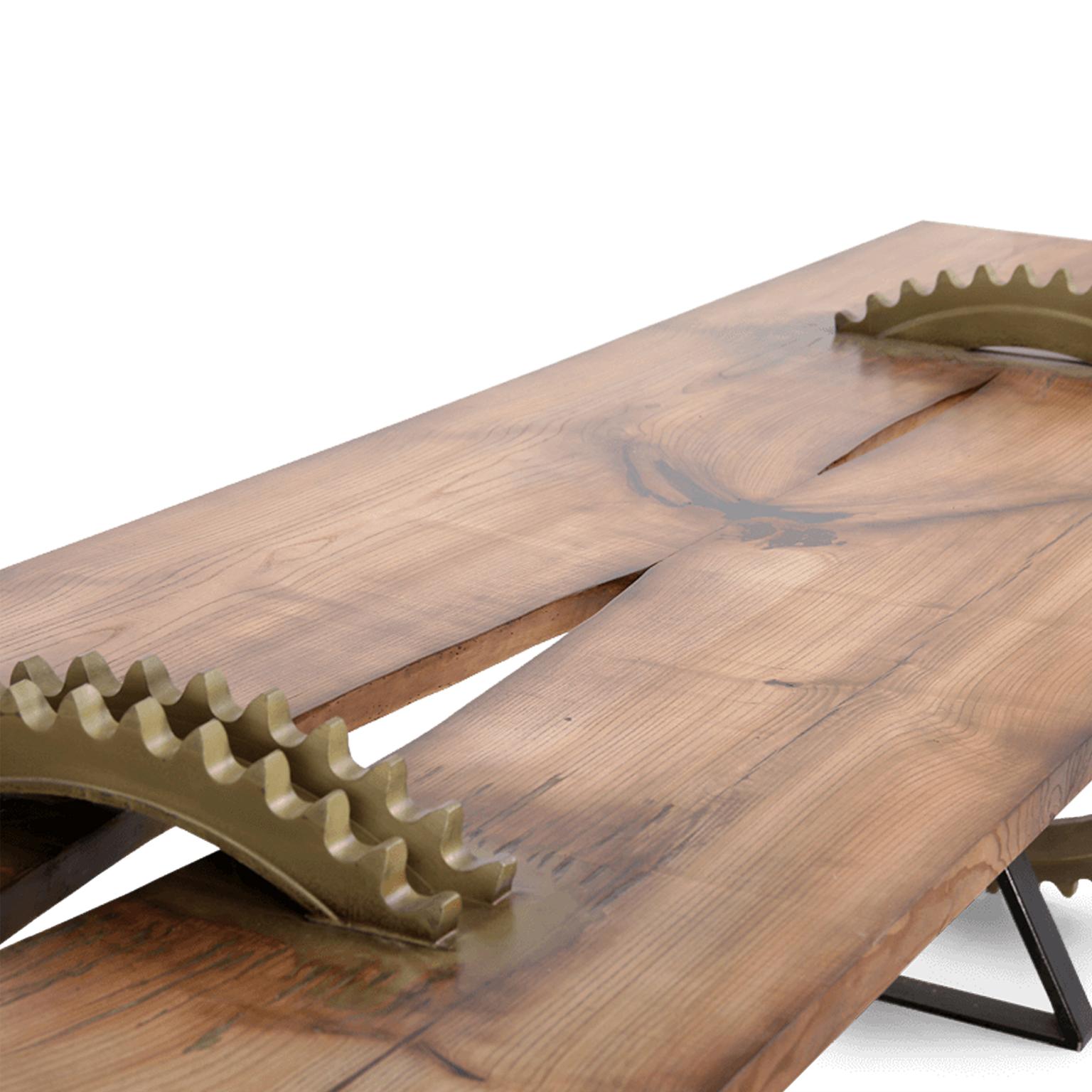 Industriel Table industrielle rustique en bois pour salle à manger, salle de conférence et salle à manger avec pieds en fonte en vente