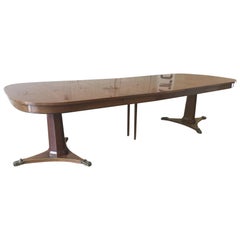 Large Walnut Vintage Style Dining Room Table w/ 3 Extension Leaves