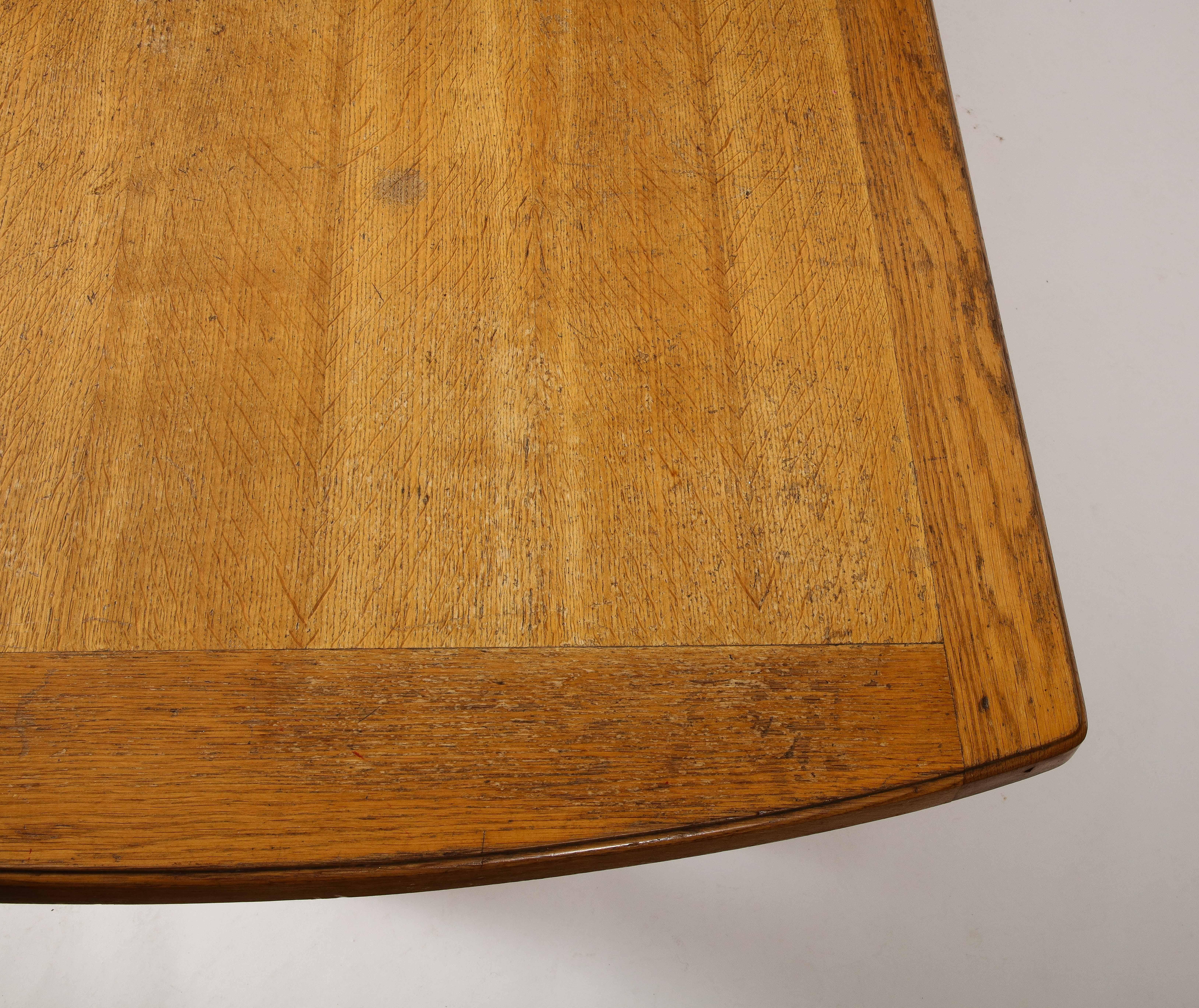 Guillerme et Chambron Votre Maison Large Oak Dining Table, France 1960's For Sale 4