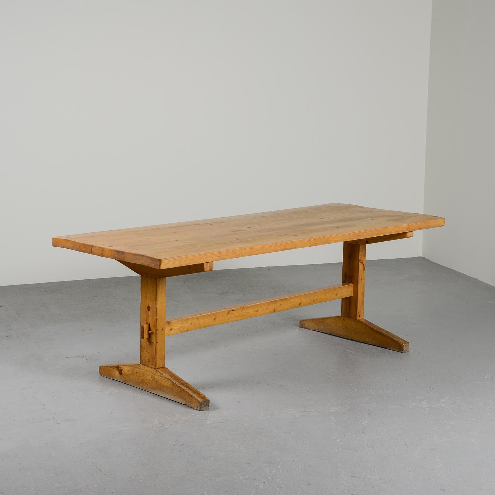 Pine Large Dining Table from Meribel, French Alps, circa 1970