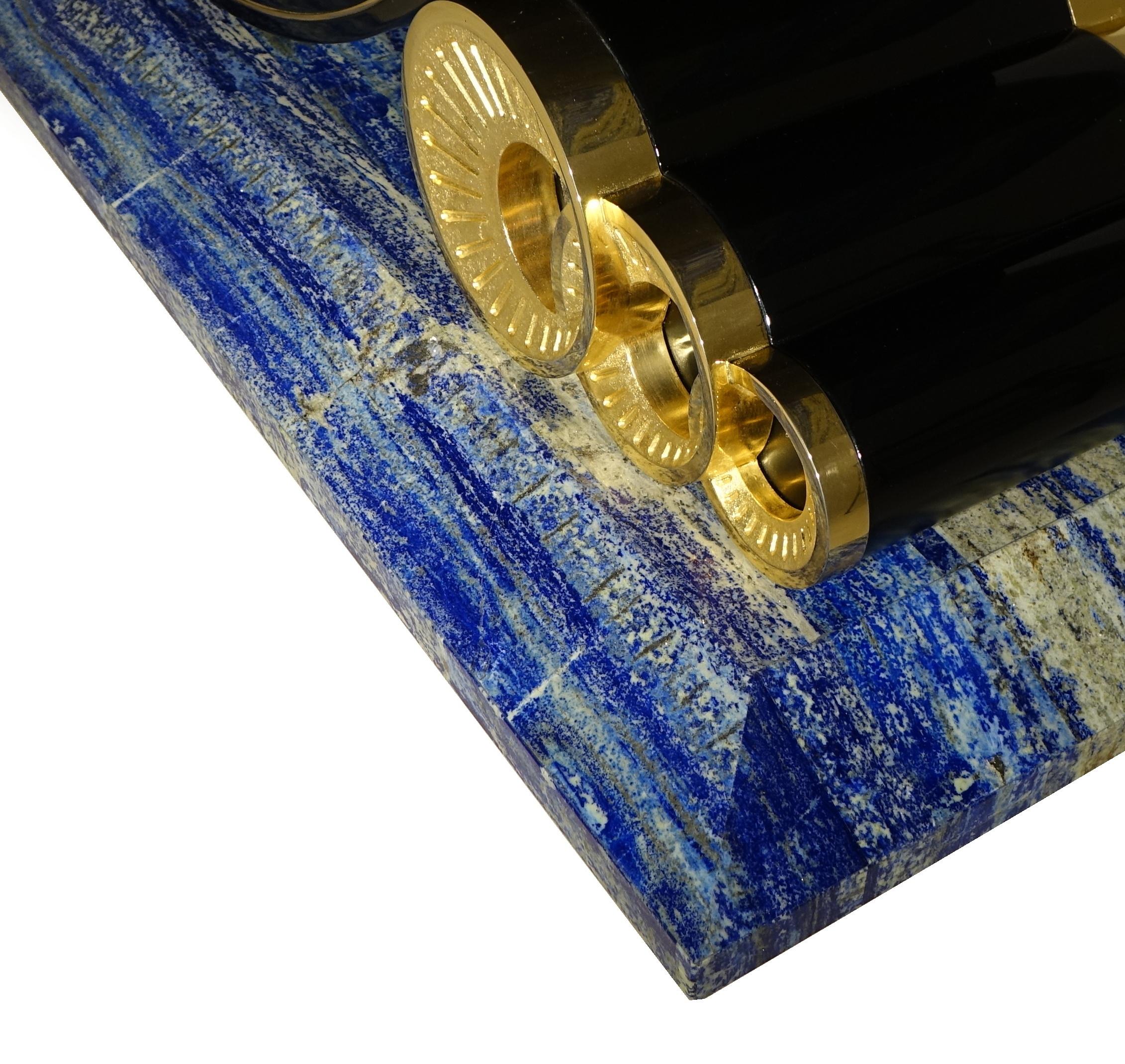 Large Dining Table in Azurite and Lapis Lazuli Deco Style, Italian Design 6