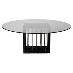 Großer Esstisch aus Glas und Metall, 1980er Jahre
