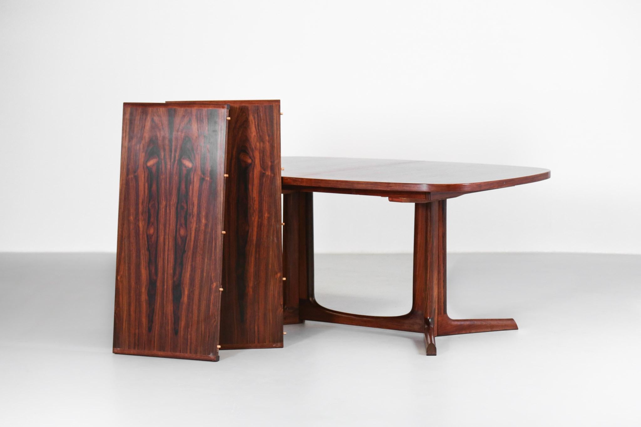 Mid-20th Century Large Dining Table in Rosewood, Scandinavian Design 10 Person, 1960