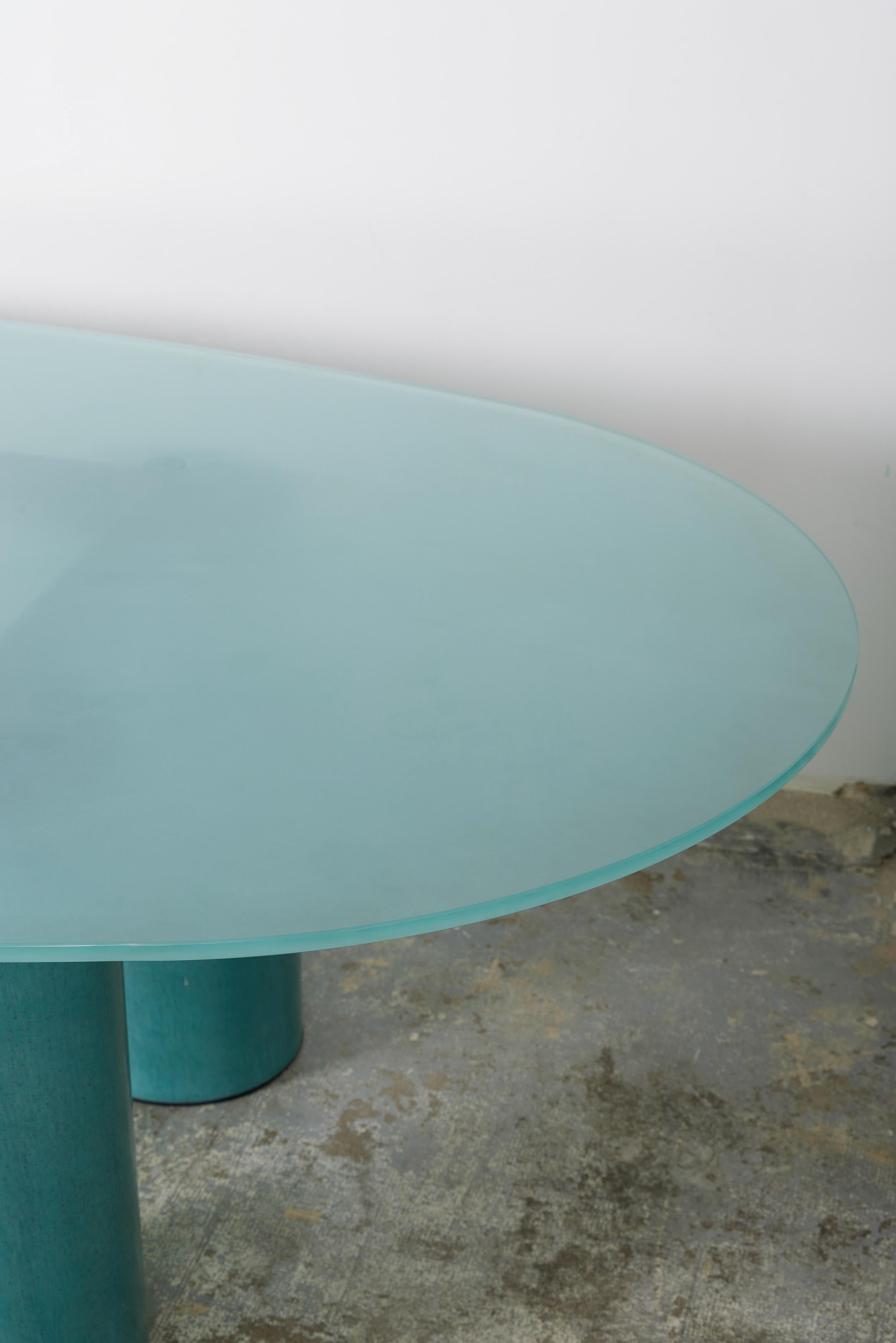 Glass Large dining table Lella and Massimo Vignelli For Sale