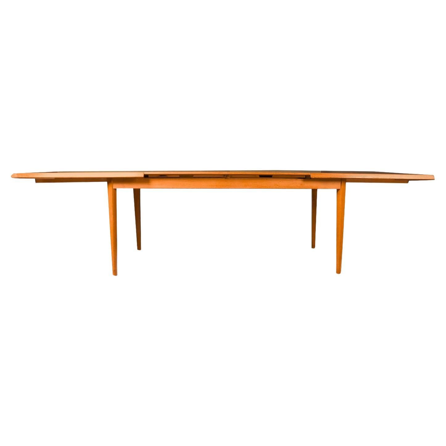 Large Dining Table Mid-Century Teak Danish Expandable For Sale