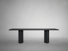 Large Dining Table, Monumental, Brutalist, Solid Black Oak, Brut Slim by Mokko