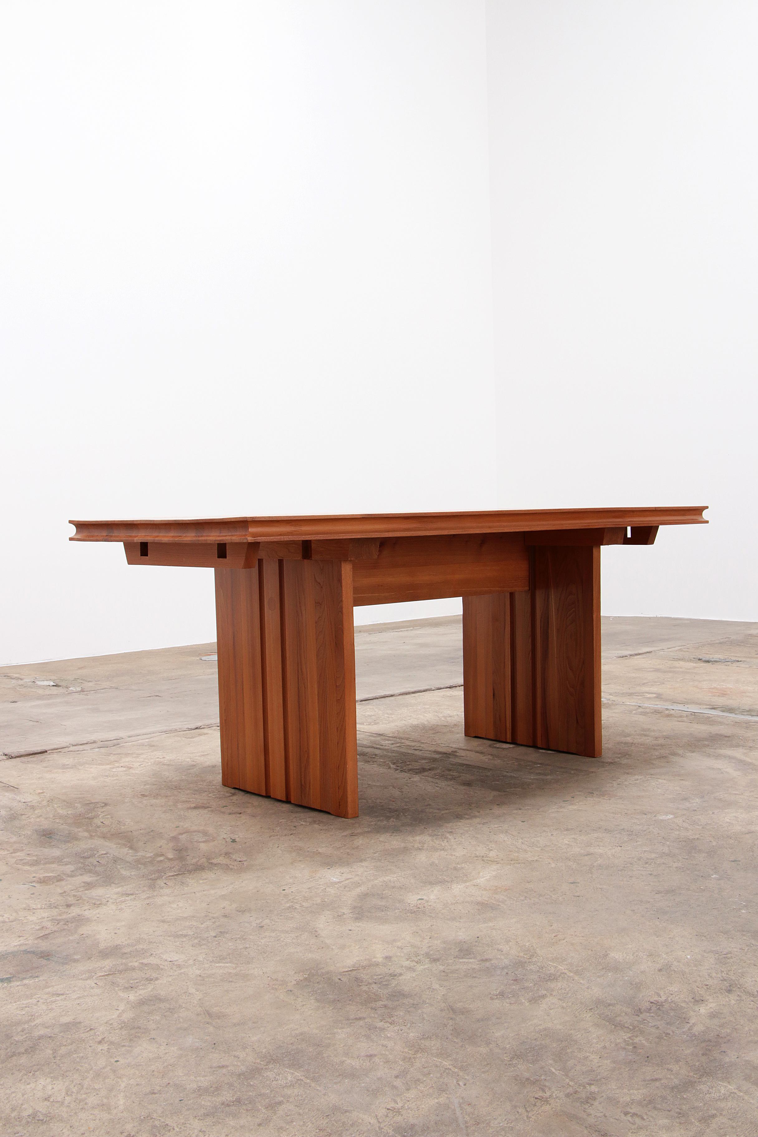 Grande table de salle à manger ou table de conférence dans le style de Pierre Chapo, France, 1960 en vente 7