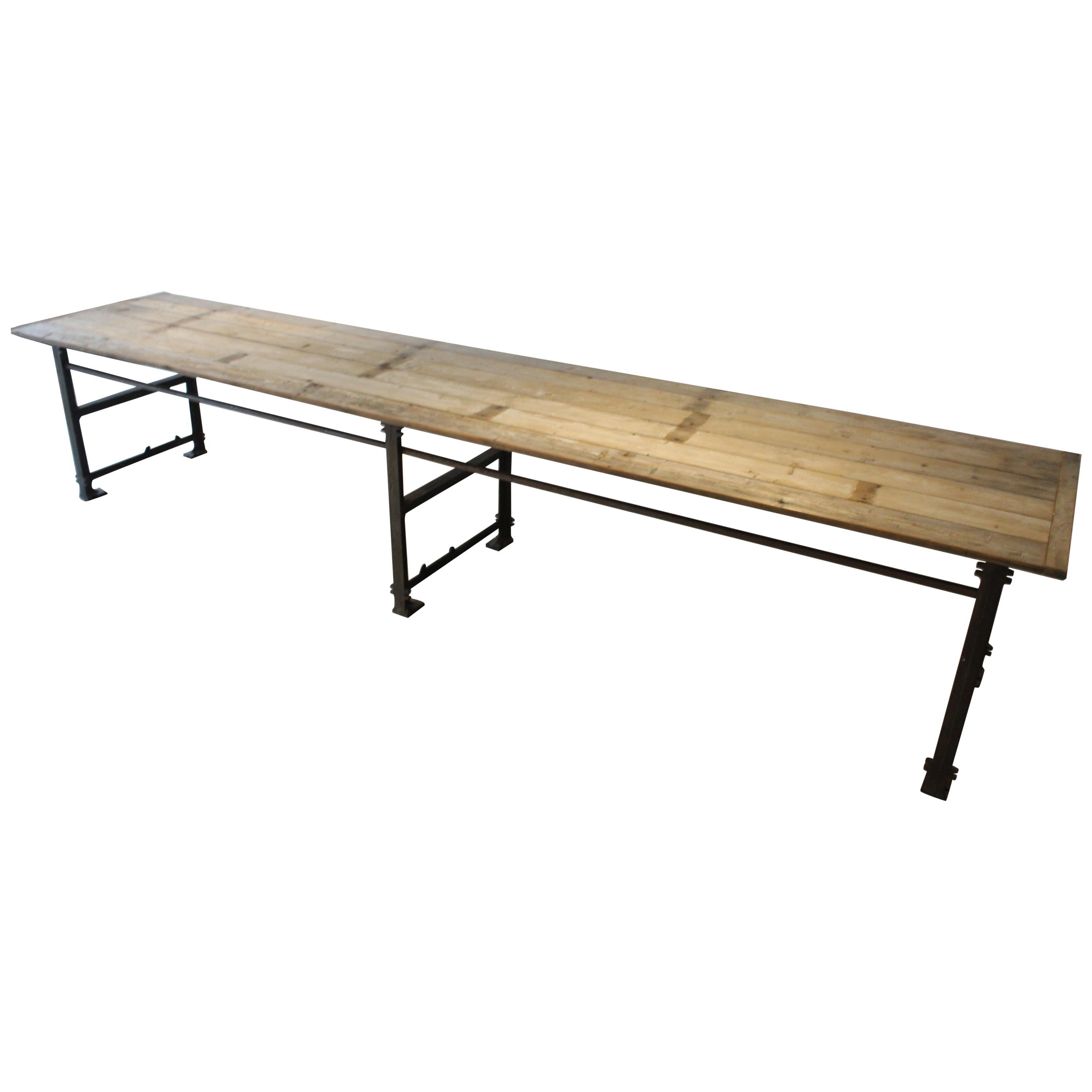Large Dining Table Reclaimed Wood Industrial Base Handmade One of a Kind