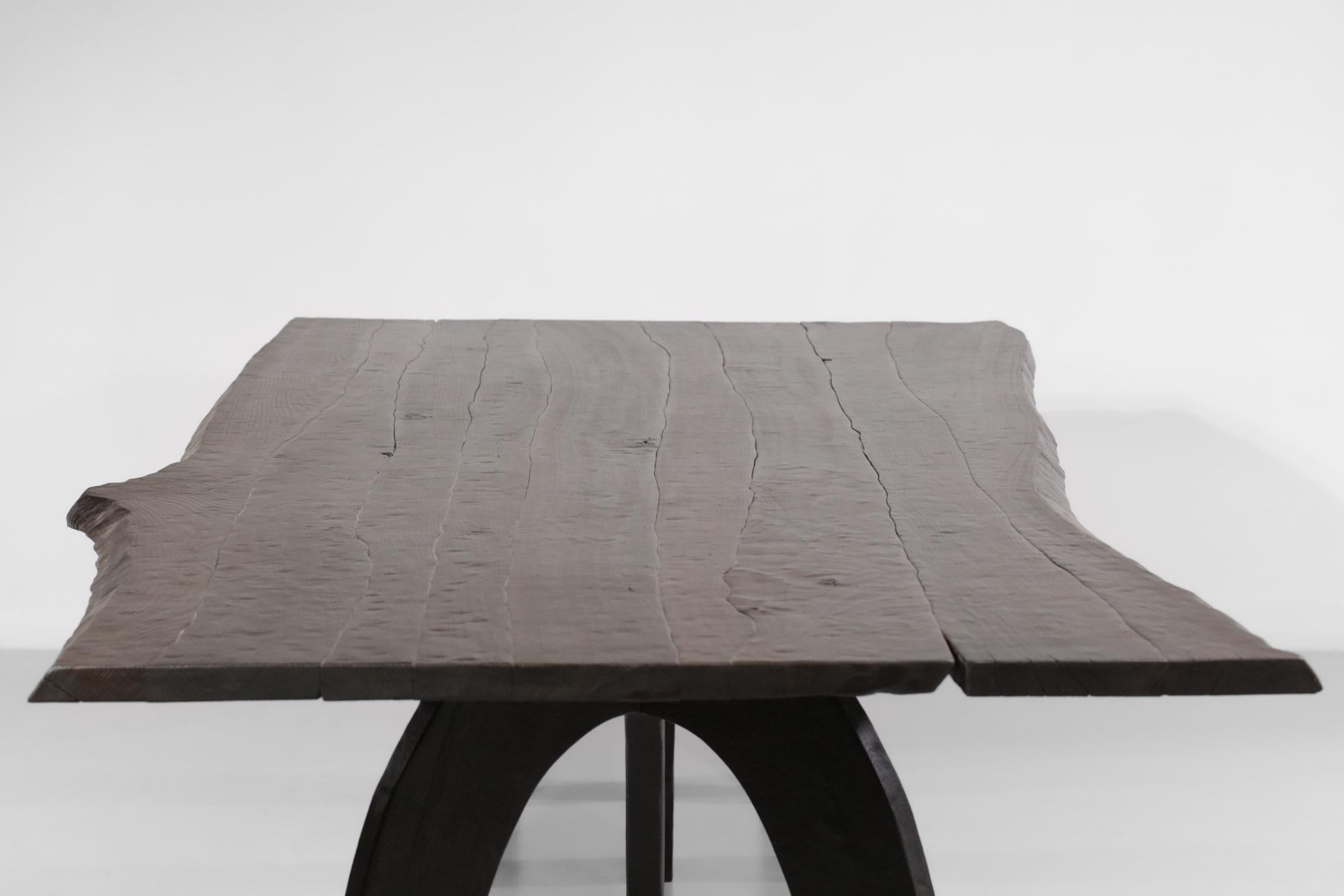 Large Dining Table Vincent Vincent 80 20 Burnt Wood Organic Modern Design For Sale 2