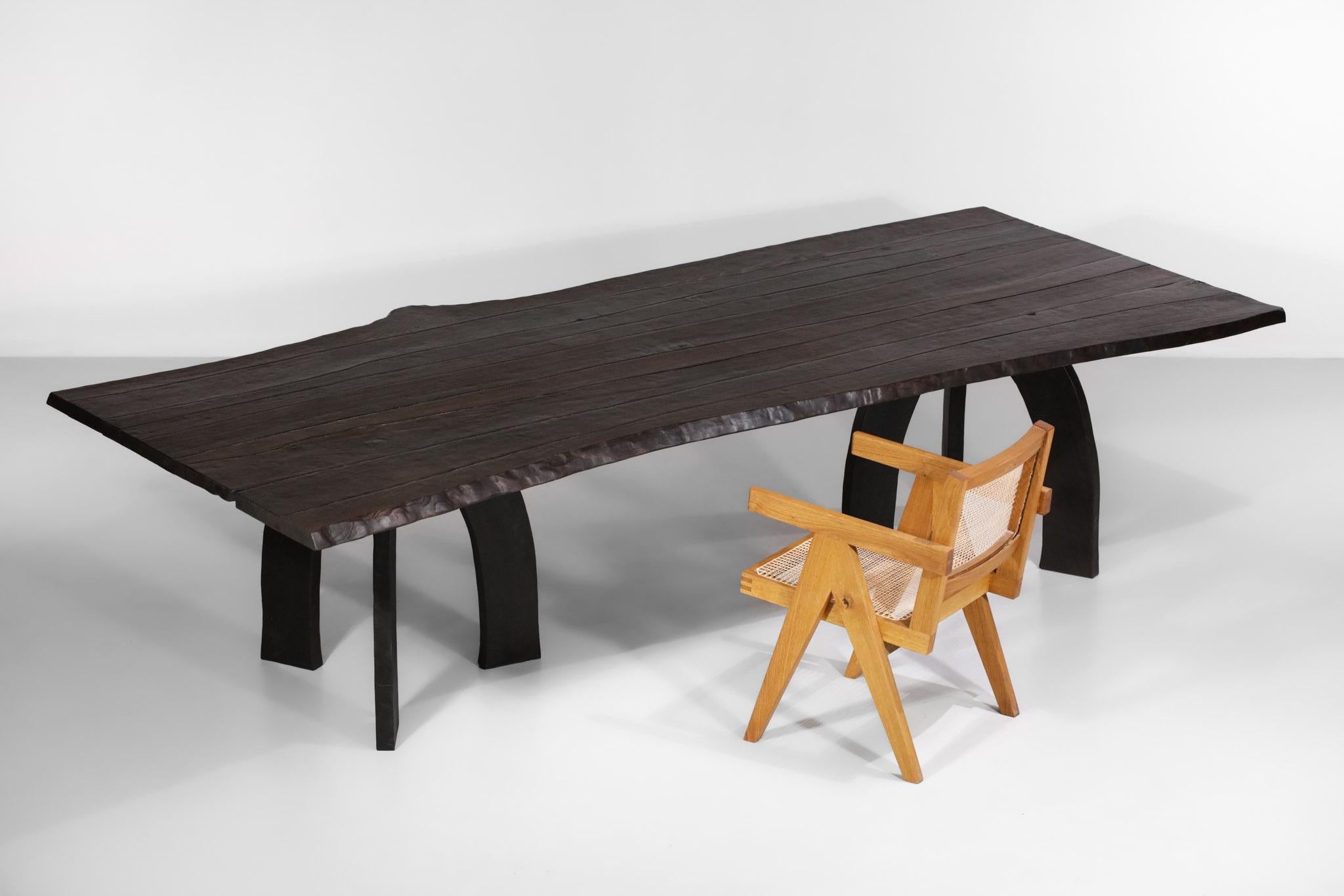 Large Dining Table Vincent Vincent 80 20 Burnt Wood Organic Modern Design For Sale 10