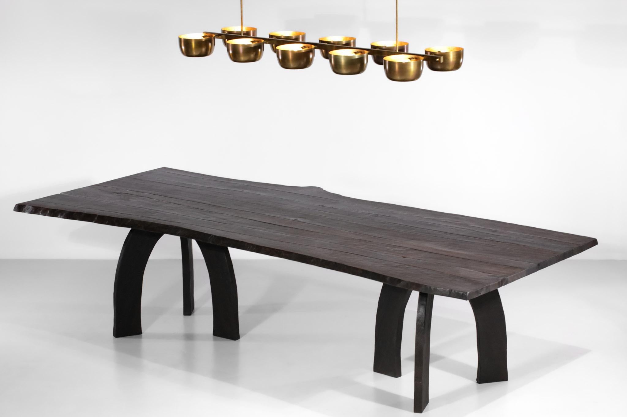 Large Dining Table Vincent Vincent 80 20 Burnt Wood Organic Modern Design For Sale 11