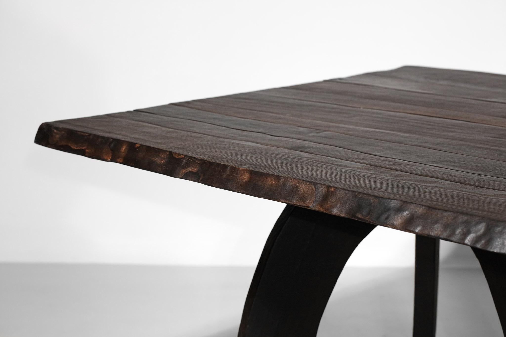 burnt wood dining table