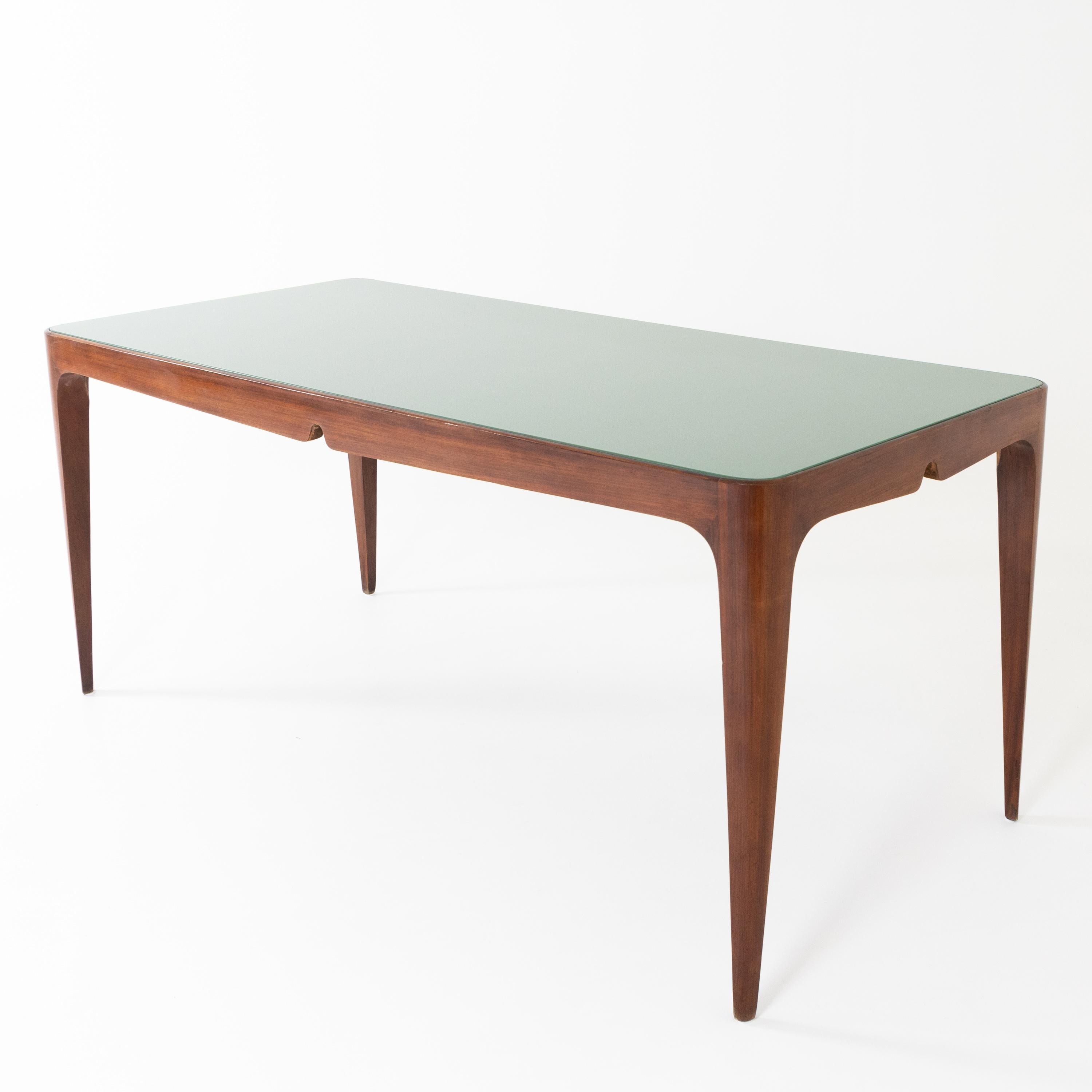 Mid-Century Modern Large Dining Table with Glass Top, Italy, Mid-20th Century