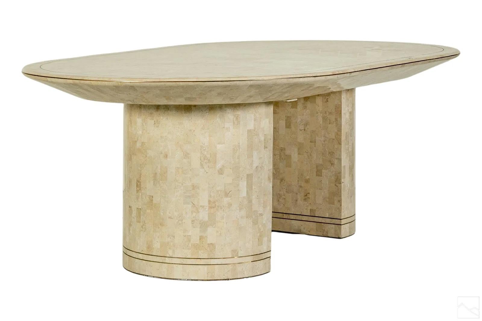 Modern Large Dining Table with Stone Mosaic Surface by Karl Springer For Sale