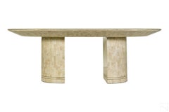 Large Dining Fossilized Coral Table with Stone Mosaic by Karl Springer