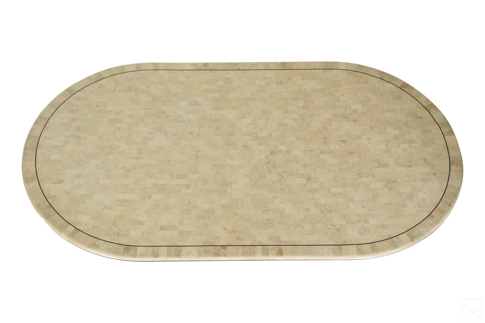 Modern Large Dining Fossilized Coral Table with Stone Mosaic by Karl Springer For Sale