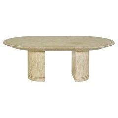 Large Dining Table with Stone Mosaic Surface by Karl Springer