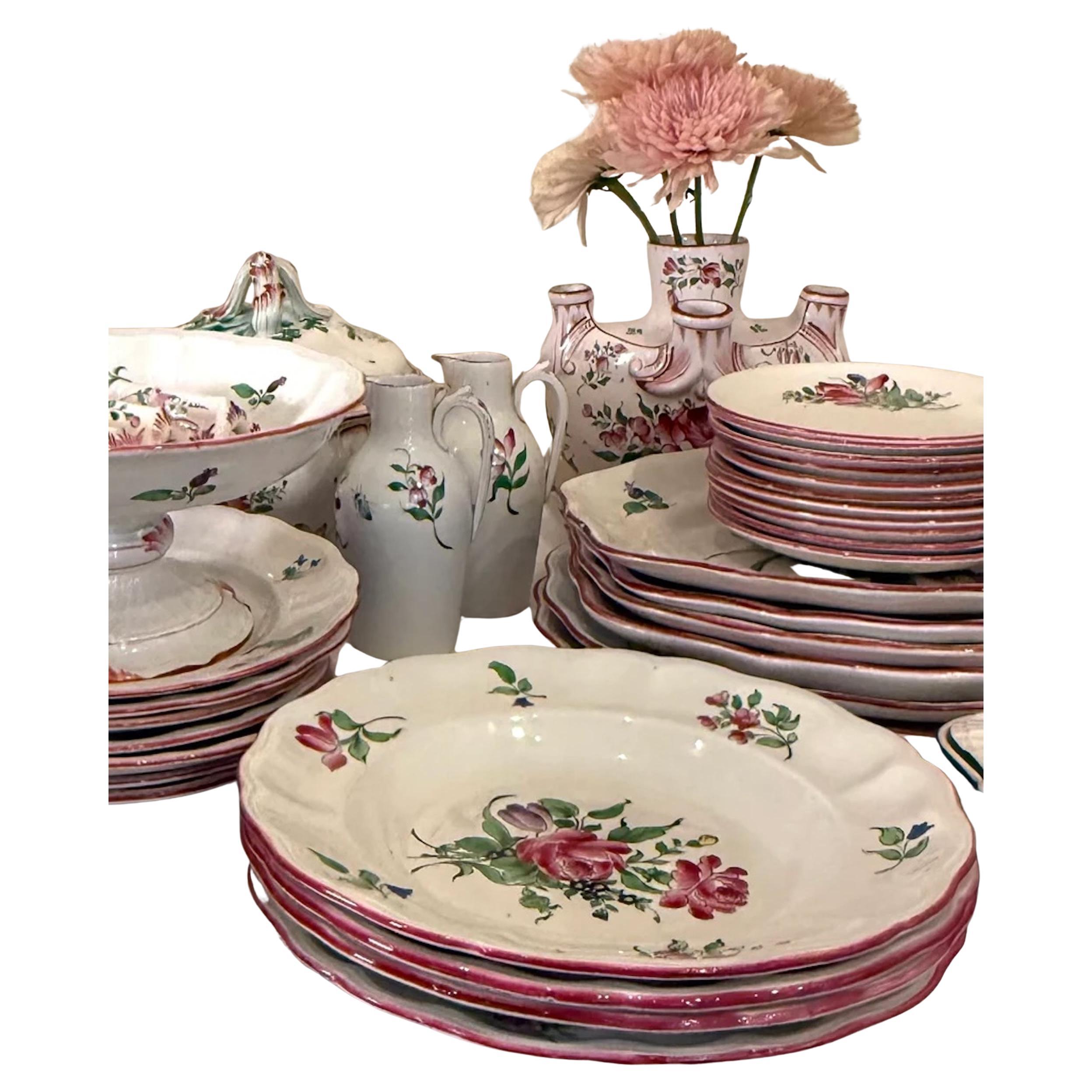 Large Dinnerware Set by Luneville, France, circa 1930 For Sale