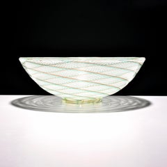 Large Dino Martens Reticello Footed Center Bowl, Murano