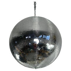 Large Disco Ball Mirror Mosaic with Rotor 1980s